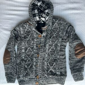 American Stitch Waffle Knit Button Front Hoodie